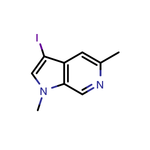 Chemical structure of 3-iodo-1,5-dimethyl-1H-pyrrolo[2,3-c]pyridine , CAS 2749347-58-6, AChemBlock U142183