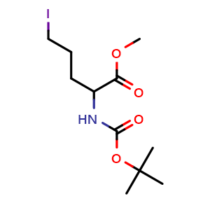 Chemical structure of Methyl N-Boc-2-amino-5-iodopentanoate , CAS 2845126-03-4, AChemBlock U142197
