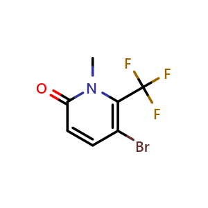 Chemical structure of 5-Bromo-1-methyl-6-(trifluoromethyl)pyridin-2(1H)-one , CAS 2421146-45-2, AChemBlock U142199