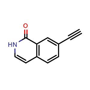 Chemical structure of 7-ethynylisoquinolin-1(2H)-one , CAS 2749735-21-3, AChemBlock U142200