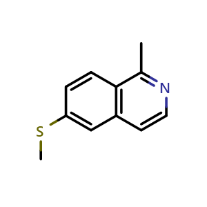 Chemical structure of 1-methyl-6-(methylthio)isoquinoline , CAS 2748264-41-5, AChemBlock U142211