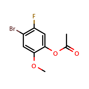 Chemical structure of 4-bromo-5-fluoro-2-methoxyphenyl acetate , CAS 2740660-17-5, AChemBlock U142218