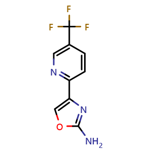 Chemical structure of 4-(5-(trifluoromethyl)pyridin-2-yl)oxazol-2-amine , CAS 2748631-89-0, AChemBlock U142228