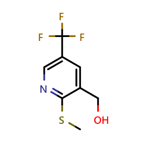 Chemical structure of (2-(methylthio)-5-(trifluoromethyl)pyridin-3-yl)methanol , CAS 2743410-47-9, AChemBlock U142233