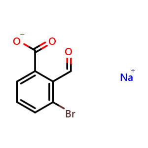 Chemical structure of Sodium 3-Bromo-2-formylbenzoate , CAS 2268818-07-9, AChemBlock U142251
