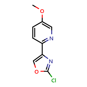 Chemical structure of 2-chloro-4-(5-methoxypyridin-2-yl)oxazole , CAS 2748290-31-3, AChemBlock U142258