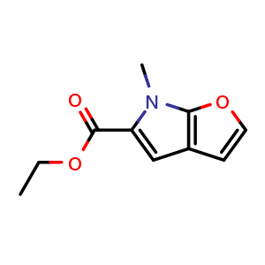 Chemical structure of ethyl 6-methyl-6H-furo[2,3-b]pyrrole-5-carboxylate , CAS 2748501-98-4, AChemBlock U142262