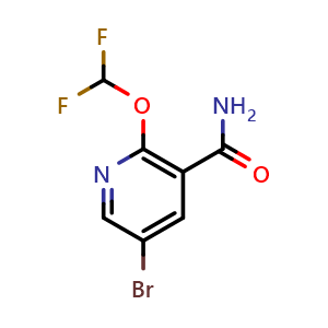 Chemical structure of 5-bromo-2-(difluoromethoxy)nicotinamide , CAS 2559710-45-9, AChemBlock U142302