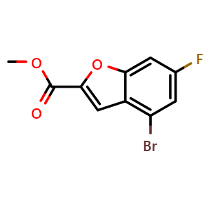 Chemical structure of methyl 4-bromo-6-fluorobenzofuran-2-carboxylate , AChemBlock U142304