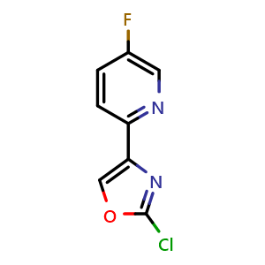 Chemical structure of 2-chloro-4-(5-fluoropyridin-2-yl)oxazole , CAS 2748631-98-1, AChemBlock U142310