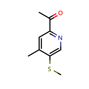 Chemical structure of 1-(4-methyl-5-(methylthio)pyridin-2-yl)ethan-1-one , CAS 2752164-24-0, AChemBlock U142312