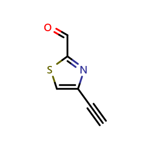 Chemical structure of 4-Ethynylthiazole-2-carbaldehyde , CAS 1566737-82-3, AChemBlock U142334