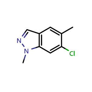 Chemical structure of 6-chloro-1,5-dimethyl-1H-indazole , CAS 2752443-01-7, AChemBlock U142341