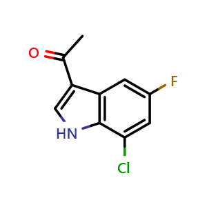 Chemical structure of 1-(7-chloro-5-fluoro-1H-indol-3-yl)ethan-1-one , CAS 2752007-22-8, AChemBlock U142357