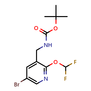 Chemical structure of tert-butyl ((5-bromo-2-(difluoromethoxy)pyridin-3-yl)methyl)carbamate , CAS 2559710-46-0, AChemBlock U142358