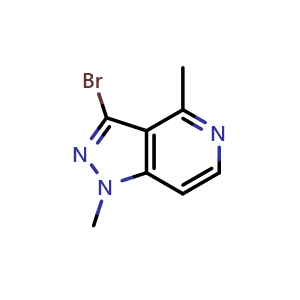 Chemical structure of 3-bromo-1,4-dimethyl-1H-pyrazolo[4,3-c]pyridine , CAS 2748289-15-6, AChemBlock U142375