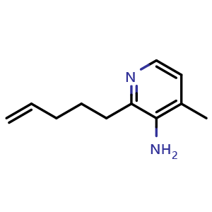 Chemical structure of 3-Amino-4-methyl-2-(4-penten-1-yl)pyridine , CAS 2389017-96-1, AChemBlock U142379