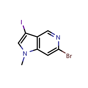 Chemical structure of 6-bromo-3-iodo-1-methyl-1H-pyrrolo[3,2-c]pyridine , CAS 2748542-15-4, AChemBlock U142382