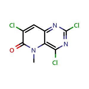 Chemical structure of 2,4,7-Trichloro-5-methylpyrido[3,2-d]pyrimidin-6(5H)-one , CAS 2752292-08-1, AChemBlock U142388