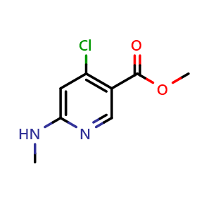 Chemical structure of methyl 4-chloro-6-(methylamino)pyridine-3-carboxylate , CAS 2740660-35-7, AChemBlock U142399