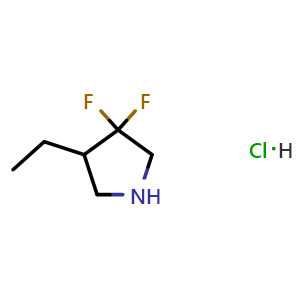 Chemical structure of 4-ethyl-3,3-difluoro-pyrrolidine hydrochloride , CAS 2708278-63-9, AChemBlock U142407