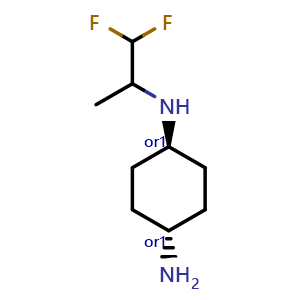 Chemical structure of trans-N1-(1,1-Difluoro-2-propyl)-1,4-cyclohexanediamine , CAS 2101630-37-7, AChemBlock U142415