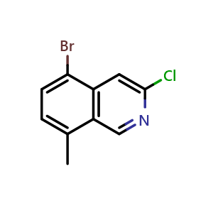 Chemical structure of 5-Bromo-3-chloro-8-methylisoquinoline , CAS 2748288-80-2, AChemBlock U142439