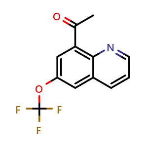 Chemical structure of 1-(6-(trifluoromethoxy)quinolin-8-yl)ethan-1-one , CAS 2751918-13-3, AChemBlock U142466