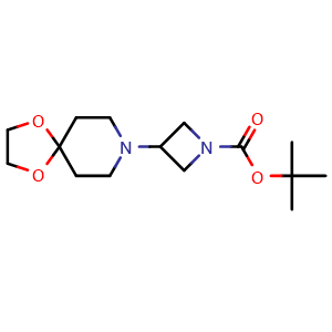 Chemical structure of tert-butyl 3-(1,4-dioxa-8-azaspiro[4.5]decan-8-yl)azetidine-1-carboxylate , CAS 2816913-07-0, AChemBlock U142483