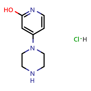 Chemical structure of 4-(piperazin-1-yl)pyridin-2-ol hydrochloride , CAS 2741352-16-7, AChemBlock U142512