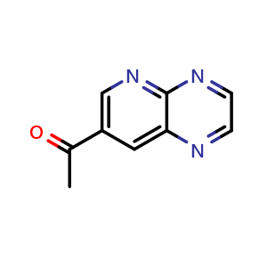 Chemical structure of 1-(pyrido[2,3-b]pyrazin-7-yl)ethan-1-one , CAS 2748288-11-9, AChemBlock U142536