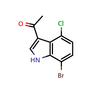 Chemical structure of 1-(7-bromo-4-chloro-1H-indol-3-yl)ethan-1-one , CAS 2749402-07-9, AChemBlock U142537