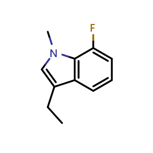 Chemical structure of 3-ethyl-7-fluoro-1-methyl-1H-indole , CAS 2748263-34-3, AChemBlock U142544