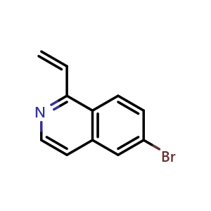 Chemical structure of 6-bromo-1-vinylisoquinoline , CAS 2749919-68-2, AChemBlock U142547