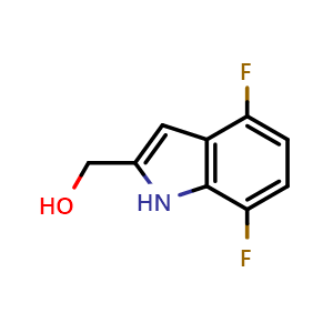 Chemical structure of (4,7-Difluoro-1H-indol-2-yl)methanol , CAS 2748541-24-2, AChemBlock U142549