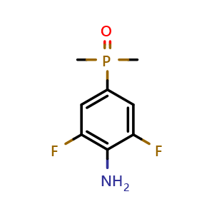 Chemical structure of (4-amino-3,5-difluorophenyl)dimethylphosphine oxide , CAS 2708282-51-1, AChemBlock U142562