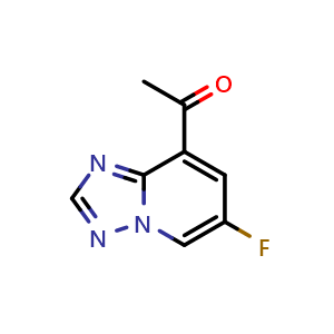 Chemical structure of 1-(6-fluoro-[1,2,4]triazolo[1,5-a]pyridin-8-yl)ethan-1-one , CAS 2749760-81-2, AChemBlock U142578