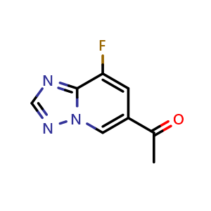 Chemical structure of 1-(8-fluoro-[1,2,4]triazolo[1,5-a]pyridin-6-yl)ethan-1-one , CAS 2749918-64-5, AChemBlock U142579