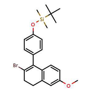 Chemical structure of (4-(2-bromo-6-methoxy-3,4-dihydronaphthalen-1-yl)phenoxy)(tert-butyl)dimethylsilane , CAS 2740660-49-3, AChemBlock U142584