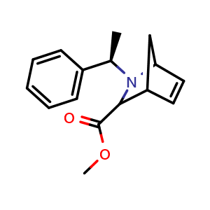 Chemical structure of methyl 2-[(1R)-1-phenylethyl]-2-azabicyclo[2.2.1]hept-5-ene-3-carboxylate , AChemBlock U142587