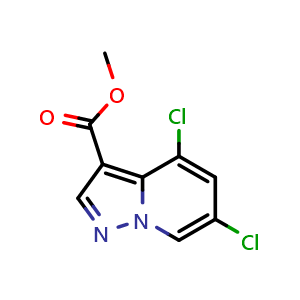 Chemical structure of methyl 4,6-dichloro-pyrazolo[1,5-a]pyridine-3-carboxylate , CAS 2703752-88-7, AChemBlock U142599
