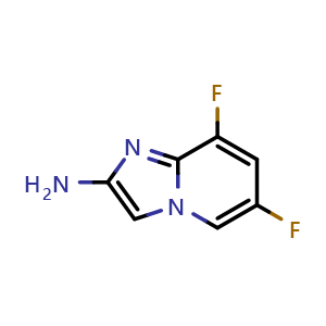 Chemical structure of 6,8-difluoroimidazo[1,2-a]pyridin-2-amine , CAS 2740886-28-4, AChemBlock U142602