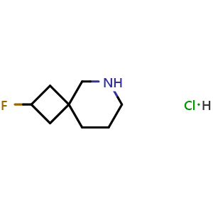 Chemical structure of 2-fluoro-6-azaspiro[3.5]nonane hydrochloride , CAS 2708280-47-9, AChemBlock U142633