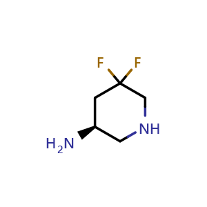 Chemical structure of (3S)-5,5-difluoropiperidin-3-amine , CAS 2580114-26-5, AChemBlock U142642