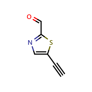 Chemical structure of 5-Ethynylthiazole-2-carbaldehyde , CAS 1876946-93-8, AChemBlock U142644