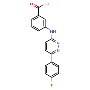 Chemical structure of 3-[[6-(4-Fluorophenyl)-3-pyridazinyl]amino]benzoic acid , CAS 2344097-98-7, AChemBlock U142655