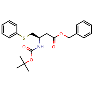 Chemical structure of Benzyl (R)-3-(Boc-amino)-4-(phenylthio)butanoate , CAS 1044598-94-8, AChemBlock U142661