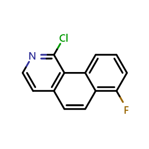 Chemical structure of 1-Chloro-7-fluorobenzo[h]isoquinoline , CAS 2751724-71-5, AChemBlock U142664