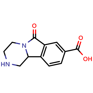 Chemical structure of 6-Oxo-1,2,3,4,6,10b-hexahydropyrazino[2,1-a]isoindole-8-carboxylic acid , CAS 2514959-79-4, AChemBlock U142670