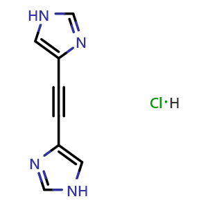 Chemical structure of 1,2-Di(4-imidazolyl)ethyne hydrochloride , CAS 2155874-72-7, AChemBlock U142676